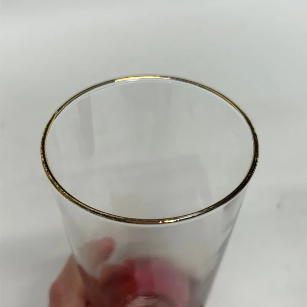 Set of Two Pink Ombre Glasses vintage tall, highball glasses
